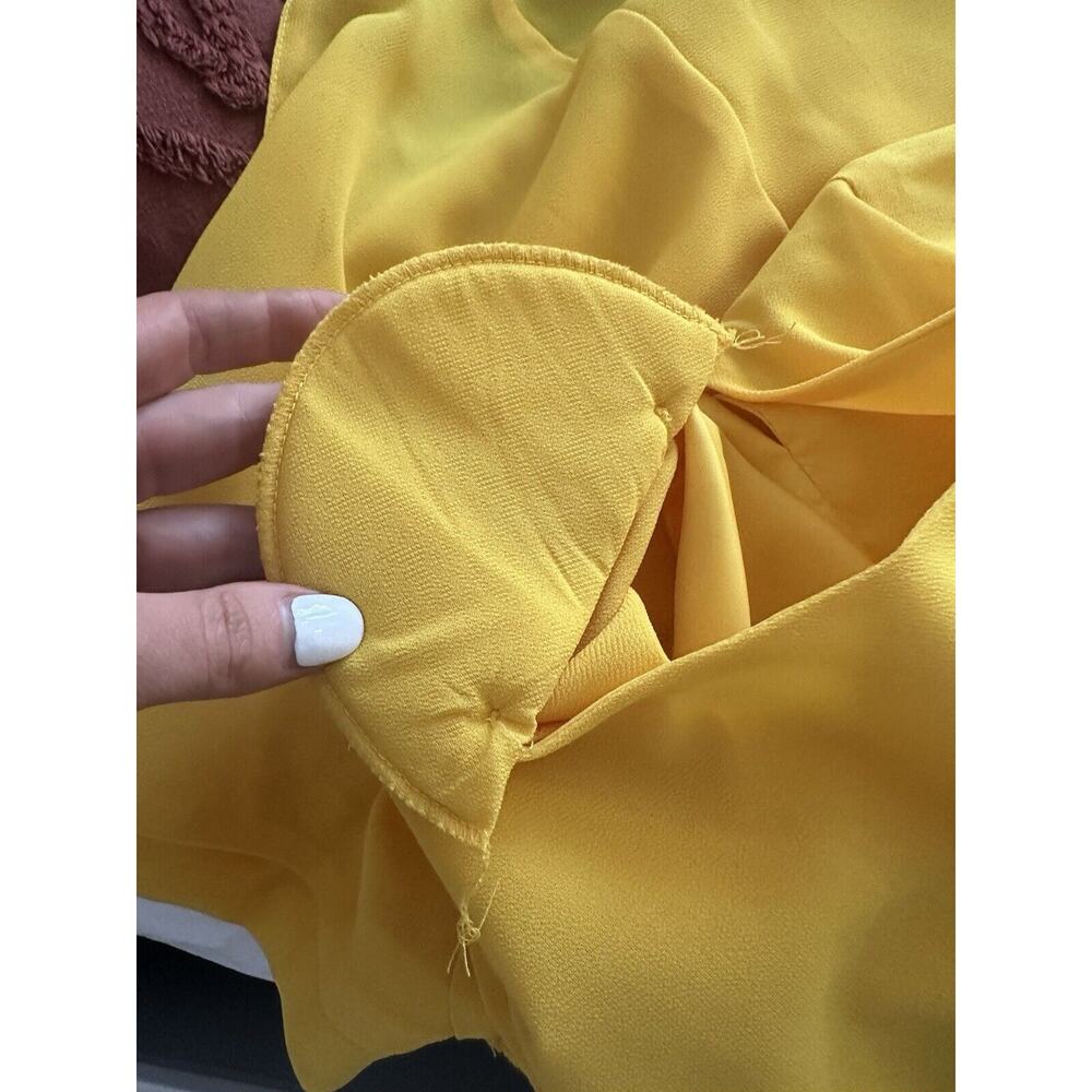 Vintage Courtenay Size Medium Large 10 Yellow Layered Mini Dress - Picture 6 of 6